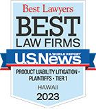 Best Law Firms for product liability litigation - plaintiffs, tier one, awarded by U.S. News Best Lawyers in 2023